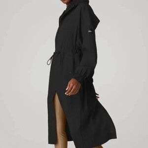 Alo Black Hooded Long Coat